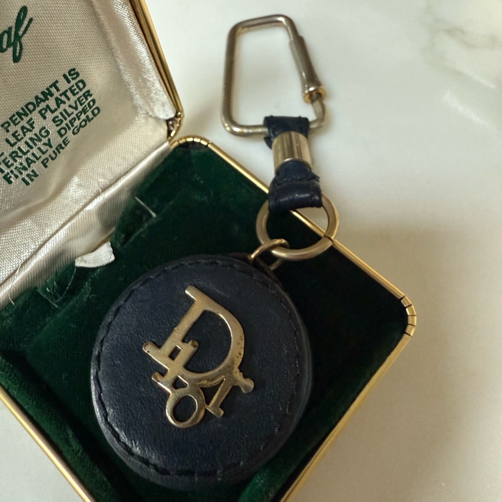 Vintage Dior Navy Leather Keychain